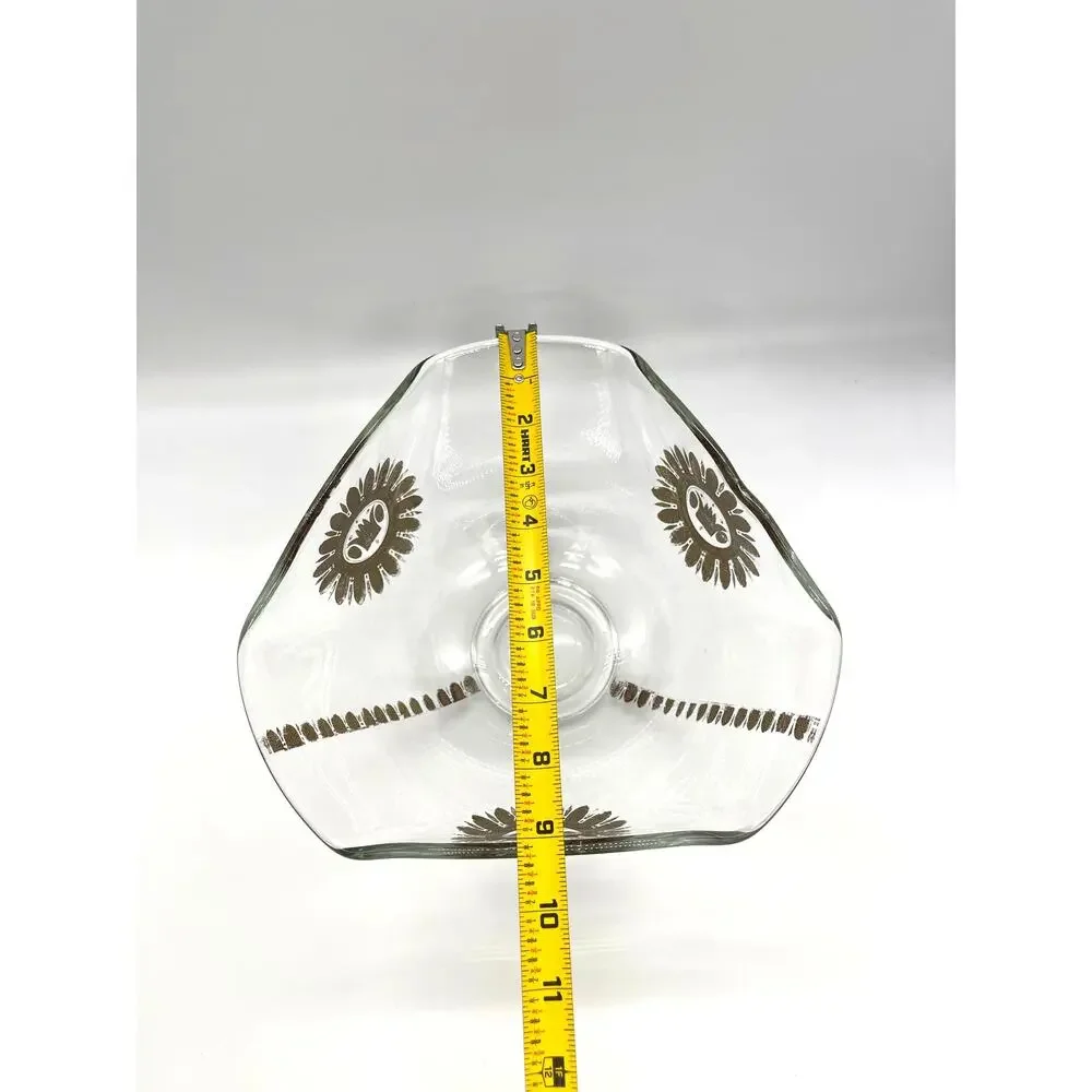 Vintage Mid Century Georges Briard Folded Edge Glass Bowl with Gold Accents MCM